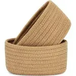 【2 Pack】Small Woven Baskets, Tiny Oval Shallow Storage Baskets, Mini Cotton R...