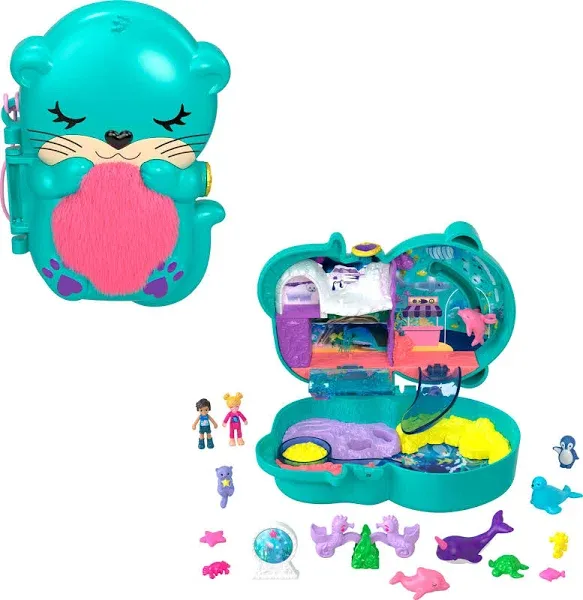 Polly Pocket Otter Aquarium Compact Aquarium with animals seal dolphin crab fish