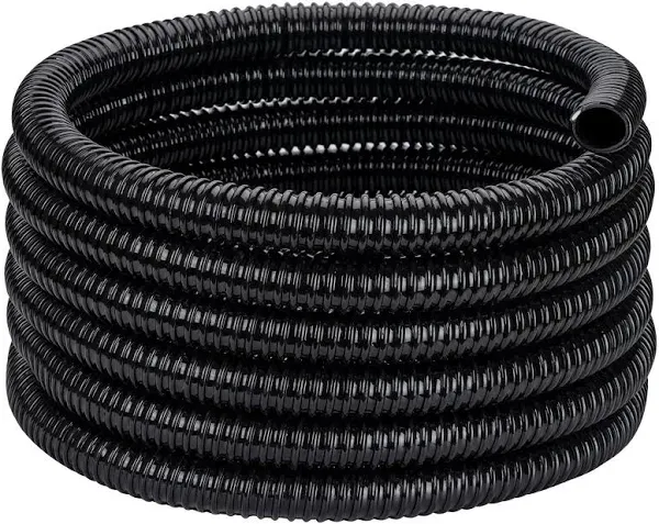 Pond Tubing ID 3/4” × 20ft Black Corrugated Flexible Reinforced Water