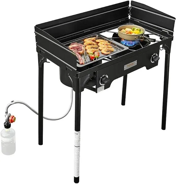 Outdoor Double Stove Propane Burner Portable 2 Cooker sturdy BBQ Grill 150000BTU