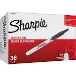 Sharpie Retractable Permanent Marker, Fine Bullet Tip, Black, 36-Pack