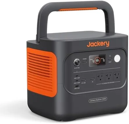 Портативная электростанция Jackery Explorer 2000 v2, резервная батарея LiFePO4 на 2042 Вт·ч, солнечный генератор на 2200 Вт с ИБП на 20 мс, быстрая зарядка через USB-C PD на 100 Вт для экстренных случаев, отключений электроэнергии, кемпинга на открытом в