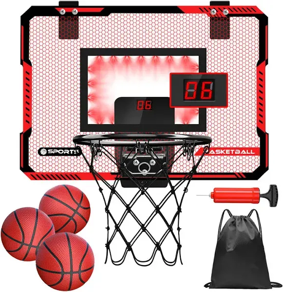 Indoor Basketball Hoops for Kids Over The Door Basketball Hoops Indoor LED Li...