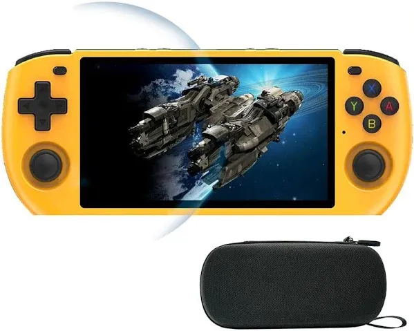 RGB10MAX3 Handheld Game Console 5.0 inches Portable Retro Hand-Held Games Consoles Rechargeable RK3566 4000mAh Hand Held Classic Play System Yellow