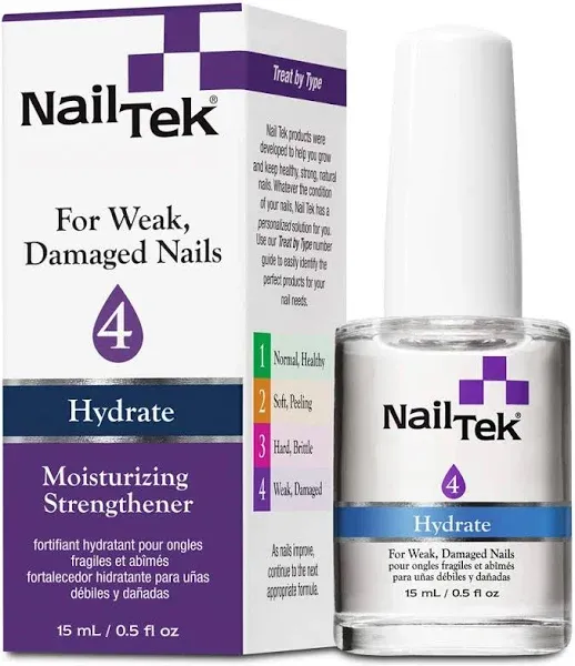 Hydrate 4 Moisturizing Strengthener for Weak and Damaged Nails Condition Repa...