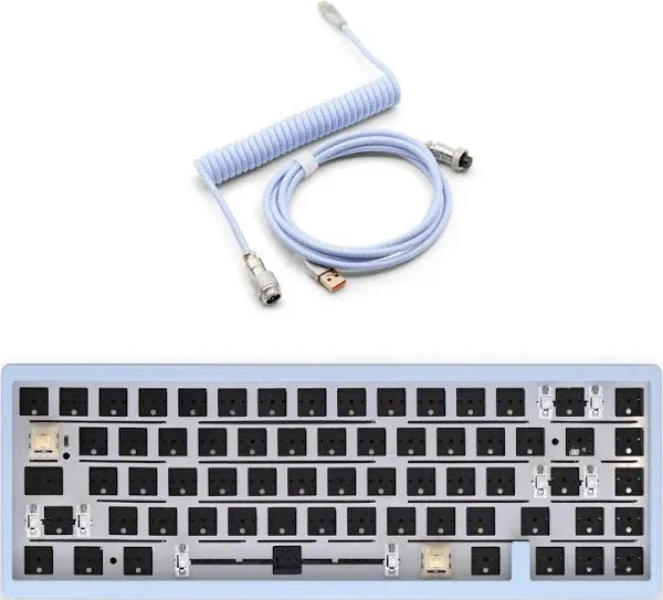 Glacier Weikav Lucky65, 65% Compact Layout Wireless/Wired, Detachable USB-C, Hot Swappable, DIY Keyboard Kit with CNC Aluminum Case and RGB Lighting (Blue, Premium Cable)