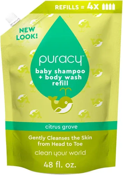 Puracy Shampoo & Body Wash for Children, Gently Scented Natural Baby Wash for Sensitive Skin, Plant-Based Baby Shampoo and Daily Bath Soap, Nourishes & Protects, 12 Ounce