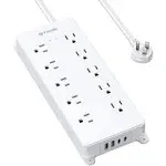 TROND Surge Protector Power Strip, 4000J, ETL Listed, 10 Widely Spaced Outlets, 2 USB C and 2 USB A Ports, Flat Plug 5ft Extension Cord, Wall