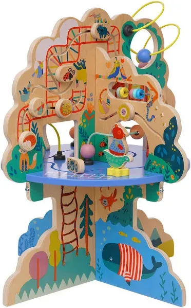 Manhattan Toy Playground Adventure Wooden Toddler Activity Center with Gliders, Abacus Track, Spinners, Spring Toys and Bead Runs