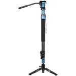 SIRUI P-424FL Monopié de Fibra de Carbono de 190cm con Pies para Fotografía SLR, Monopié de Fotografía Profesional Portátil de 4 Secciones para Cámara, Videocámara, Carga Máxima 12kg