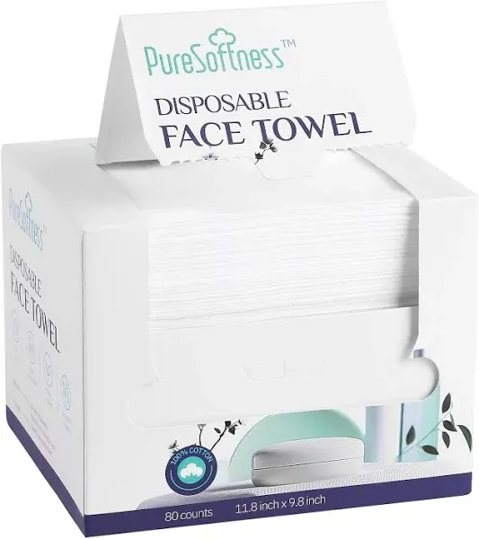 Disposable Face Towel00% Cotton, 80 Count, Extra 80 Count (Pack of 1) 1 White