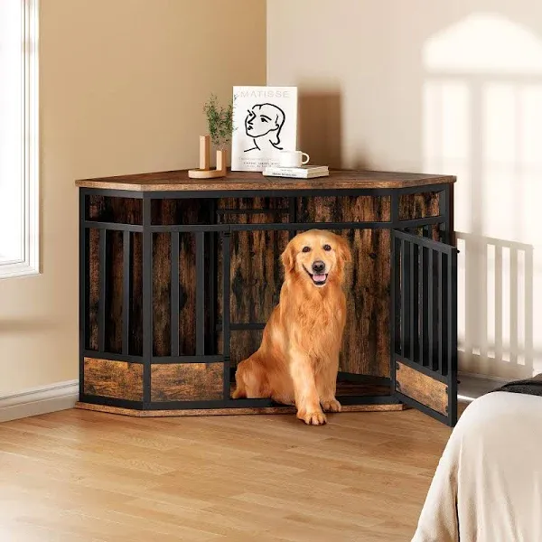 YITAHOME 52 Inch Corner Dog Crate Furniture