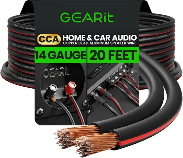 GearIT 14 Gauge 2 x 2.5mm Speaker Wire CCA Cable (30.4 Meters - Black Blue)