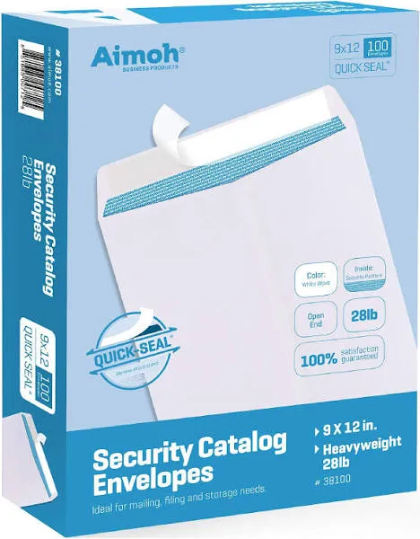 Aimoh 9 x 12 Self Seal Security White Catalog Envelopes