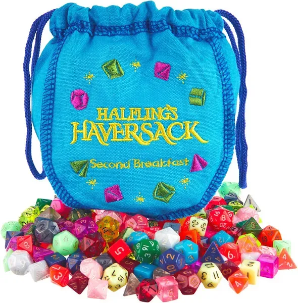 Wiz Dice Halfling's Haversack: Second Breakfast 10mm Miniature Polyhedral Dice (140-pack) 20 Sets of 7 Mini D&D Dice