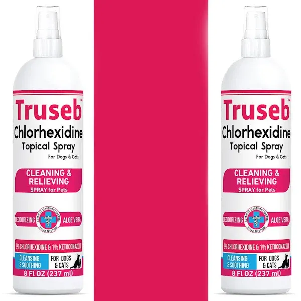 Truseb Topical Ketoconazole and Chlorhexidine Spray for Dogs, Cats, and Horses with Aloe - 8 oz (Ketoconazole & Chlorhexidine Spray, 8 oz)