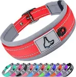 Joytale Dog Collar for Large Dogs, Neoprene Padded Large Dog Collar, Reflective Wide Pet Collars with Durable Metal Belt Buckle, Adjustable Heavy Duty Nylon Dog Collar, Red, L