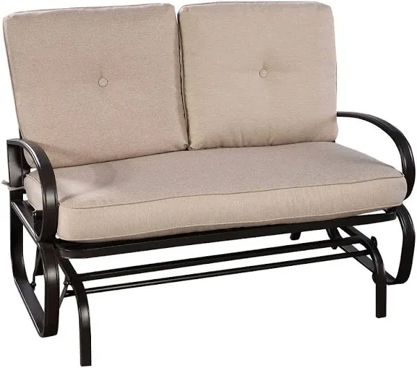 Costway Glider Outdoor Patio Rocking Bench Loveseat Cushioned Seat