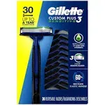 Gillette Custom Plus3 Disposable Razors Sensitive (30 ct)