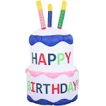 Sunnydaze 4-Foot Happy Birthday Cake Inflatable Decoration - Fan Blower and LED Lights