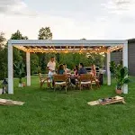 Backyard Discovery 16x12 Windham Modern Steel Pergola with Sail Shade Soft Canopy