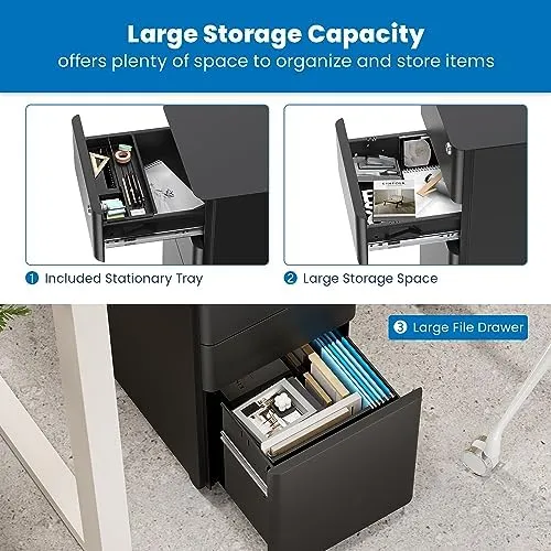 Mount-It! Slim Rolling File Cabinet