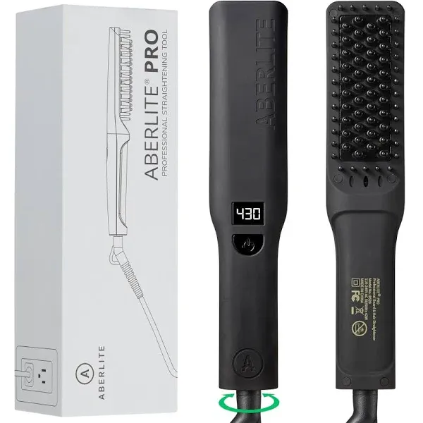 Aberlite Pro (Upgraded) - Advanced Ionic Beard & Hair Straightener with Anti-Scald Heated Brush - Pain-Free Conditioning for All Types