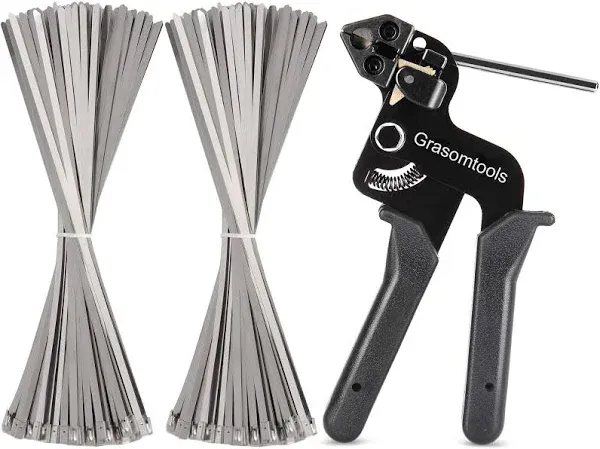 200PCS Stainless Steel Cable Ties and Metal tie wrap Gun,Zip Tie Tool,Cable T...