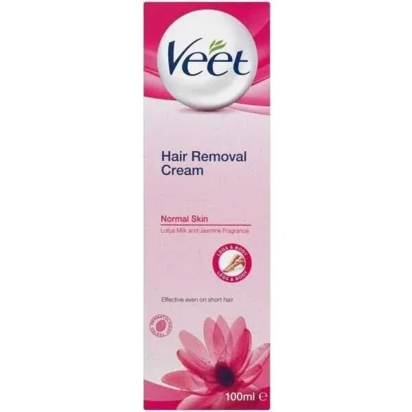 Veet Pure Hair Removal Cream, Legs & Body, Normal Skin, 100ml