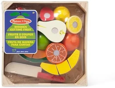 New! Melissa &amp; Doug Cutting Fruit Wooden Play Pretend Kitchen Food Toy