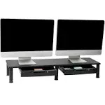 Mind Reader Large Dual Monitor Stand with Storage Riser Black