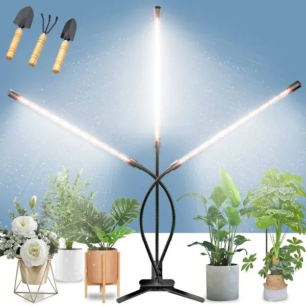 Grow Lights for Indoor Plants, 6000K 135 LEDs Light for Seed Starting with Full Spectrum, Clip Lights with Flexible Gooseneck，3/9/12H Timer, 10 Dimmable Levels, 3 Switch Modes