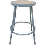 Alera - Industrial Metal Shop Stool, Backless, Supports Up to 300 lb, 24" Seat Height, Brown Seat, Gray Base