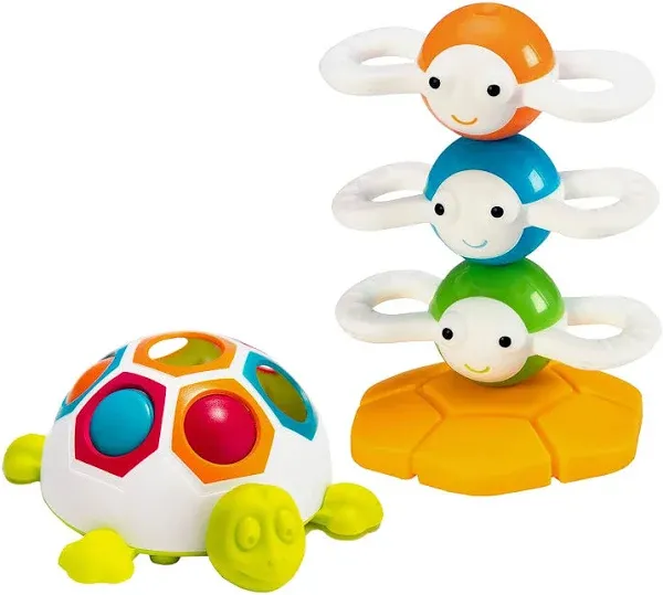 Fat Brain Baby Sensory Toys Dizzy Bees Magnetic Stacking Toy Pop & Slide Shelly Turtle Toy