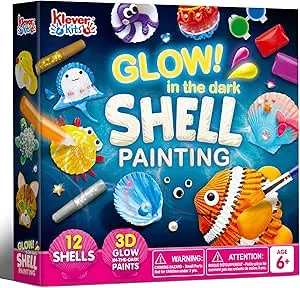 Klever Kits Sea Shell Painting Kit for Kids,Art and Craft Kits for Kids Age 6-12,Kids Craft Set,Activities Toys for Boys Girls,Creative Gifts Girls Birthday Presents Presents Glow in The Dark