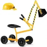 Stargo Kids Ride-On Excavator Sandbox Toy for Boys - with Hat, Wheels, and Steel Sand Digger for The Beach