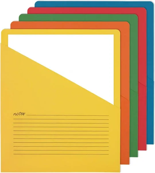 Better Office Products Lined Vertical Slash Pocket File Folders