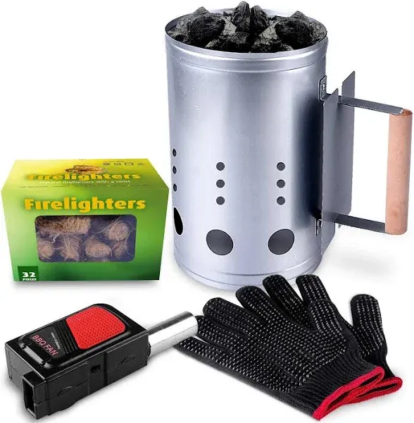 Homenote Rapid Charcoal Chimney Starter Set Fireplace Accessories Lighter Cubes 