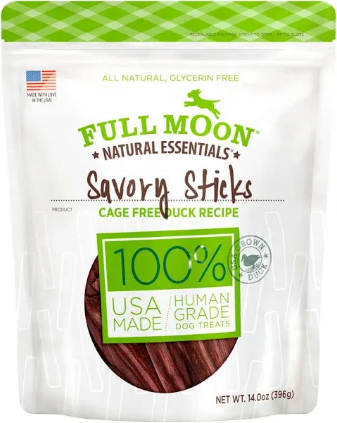 Full Moon All Natural Human Grade Dog Treats, Essential Duck Savory Sticks 14.0 oz