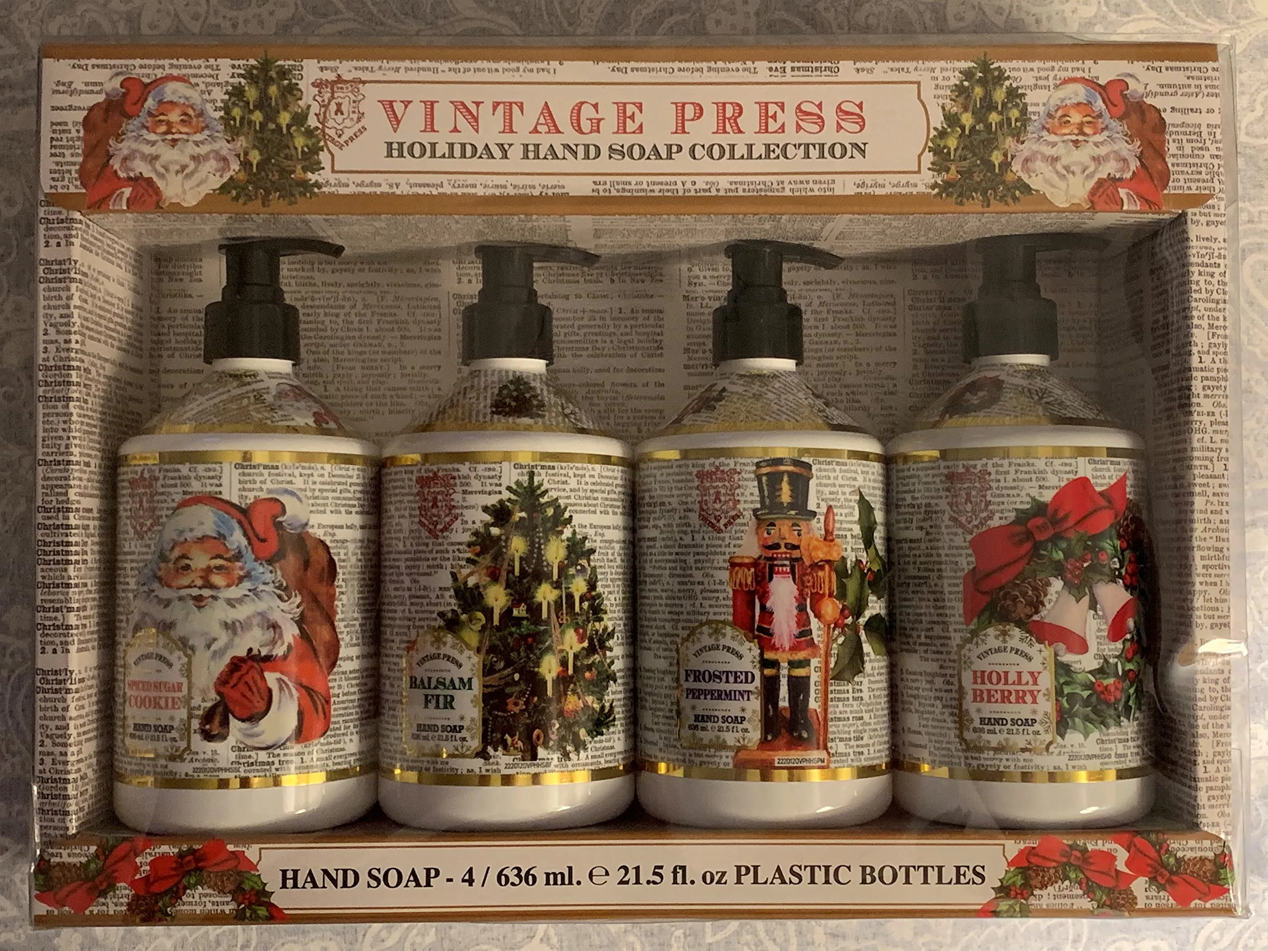 Vintage Press Holiday Hand Soap Collection 21.5 Fl Oz X 4 Bottles