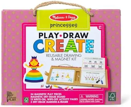 Melissa & Doug Natural Play Draw Create Reusable Drawing & Magnet Kit Princesses