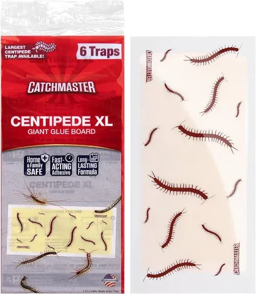 Catchmaster Centipede XL Giant Glue Boards 6-PK, Adhesive Bug Catcher, Cricket, Roach, Scorpion & Spider Traps for Home, Centipede Killer, Insect Glue Traps for House & Garage, Pet Safe Pest Control