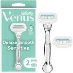 Venus Deluxe Smooth Sensitive Women's Razor Handle + 2 Blade Refills