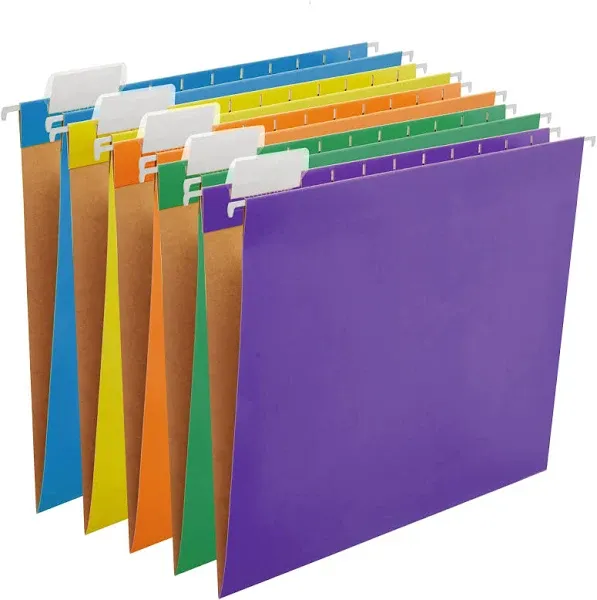 Y YOMA 25 Pack Colored Hanging File Folder Letter Size Decorative File Folder Pretty Reinforced Hanging Folder Organizer for Filing Cabinet Office Home with 1/5-Cut Adjustable Tabs, Assorted Color