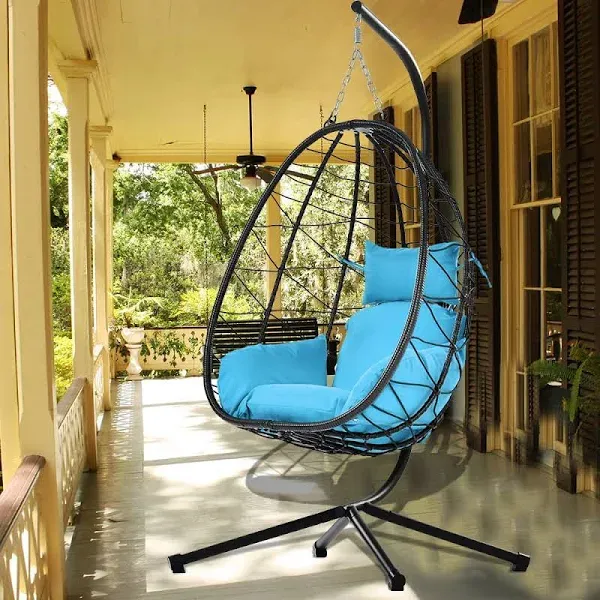 Hanging Wicker Egg Chair Outdoor Patio Hanging Stand Chair