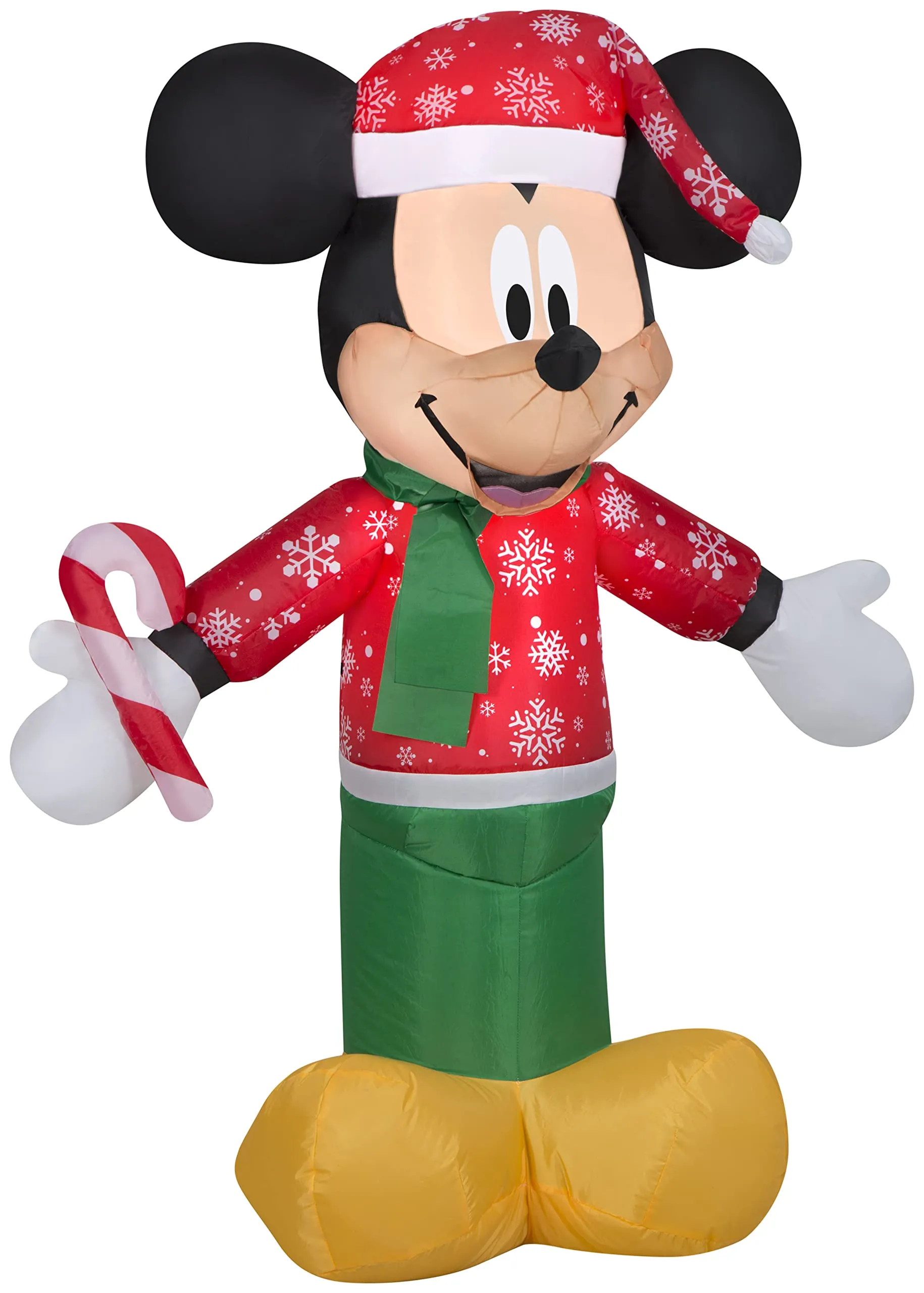 Gemmy Airblown Inflatable Mickey Mouse in Snowflake Sweater and Stocking Cap, 3.5 ft Tall