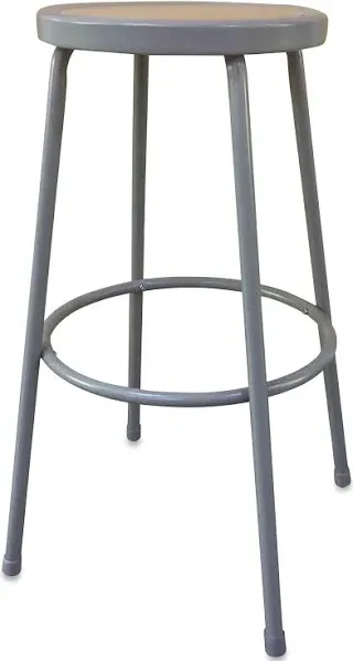 Alera Industrial Metal Shop Stool, 30&amp;quot; H, Gray/Brown Seat