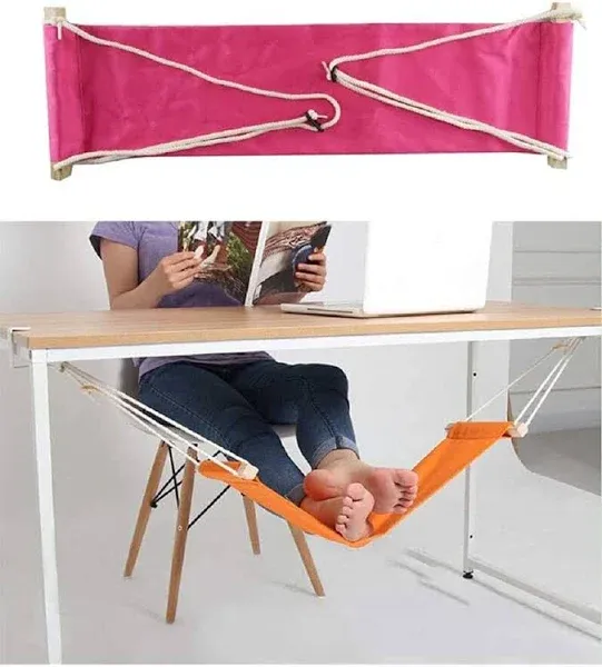 Home-organizer Tech Portable Adjustable Foot Hammock for Corner Desk Office Foot Rest Mini Under Desk Foot Rest Hammock for Home, Office, Airplane, Travel, Study and Relaxing (Pink)