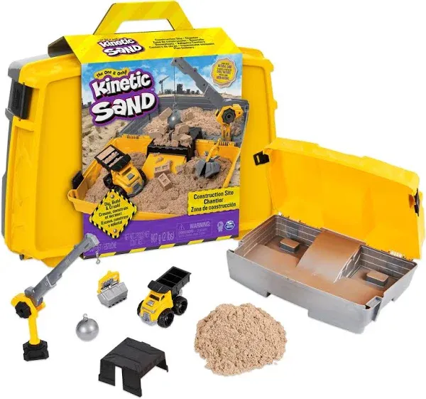 Kinetic Sand, Construction Site Folding Sandbox with Toy Truck, 2lbs Play Sand, Sensory Toys for Kids, Back to School Classroom Must Haves, Ages 3+_x000D_
 Exclusive