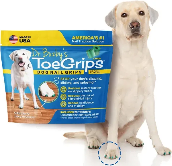 Dr Buzby&#039;s XLarge ToeGrips for Dogs,Instant Traction on Wood/Hardwood Floors,...